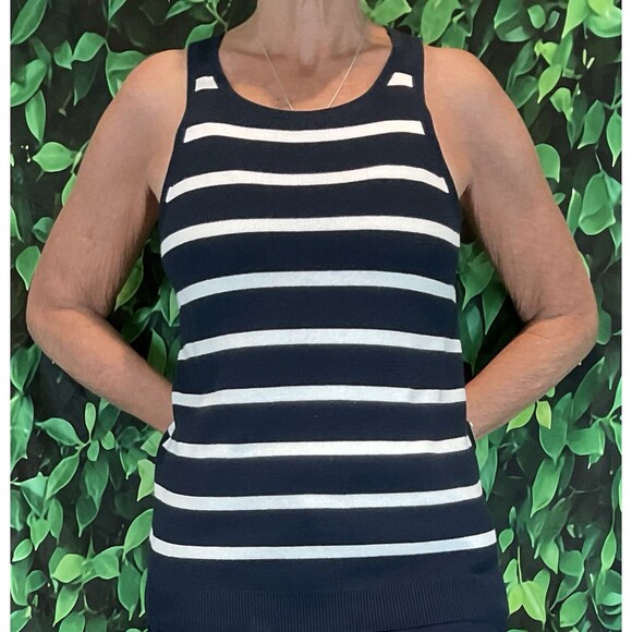 ⚓ Banana Republic Sleeveless Sweater – Nautical Navy & White Stripe – Size Small - Picture 1 of 6